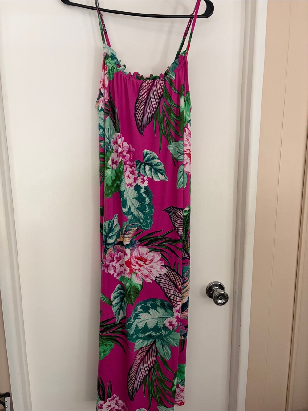 Women's Floral Slip Dress in Fuchsia Tropical Print